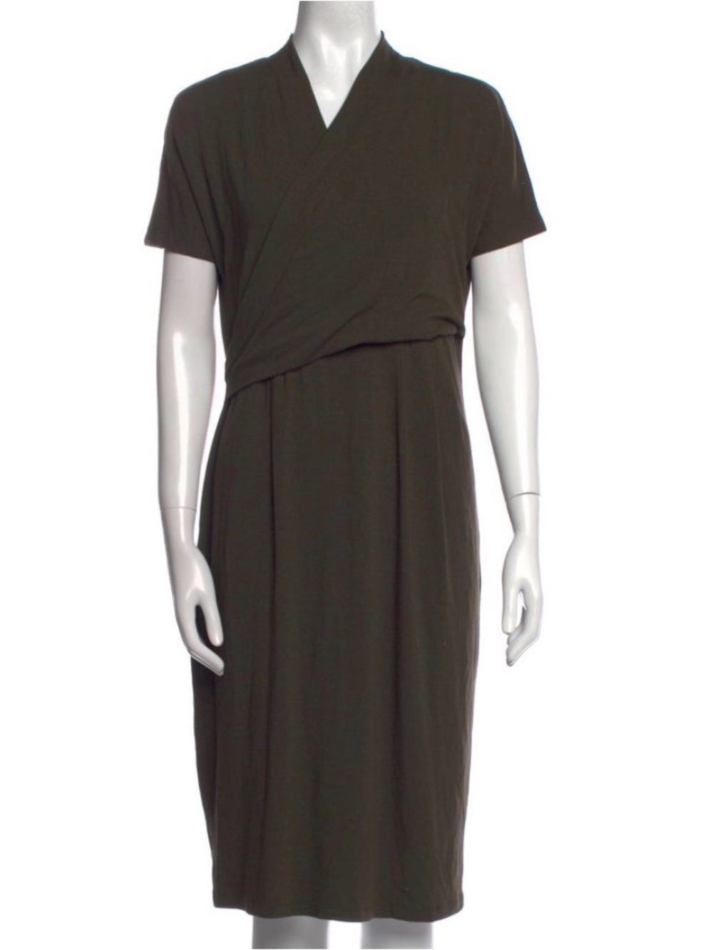 Max Mara Jersey surplice Dress Olive Green knit jersey 6 / M